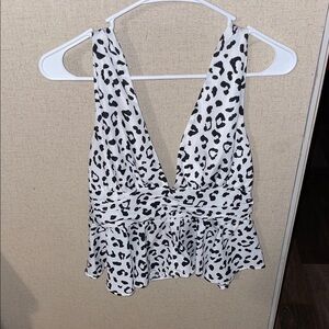 TCEC Black and White Leopard Print Blouse